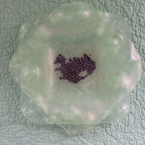 Iridescent Icelandic Souvenir Fused Art Glass Dish Blue Purple Green